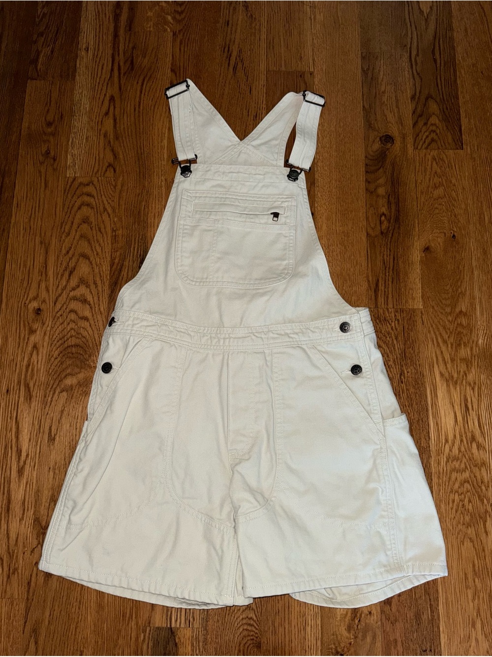 Women’s Patagonia Canvas Short Overalls Cream/White Size Small